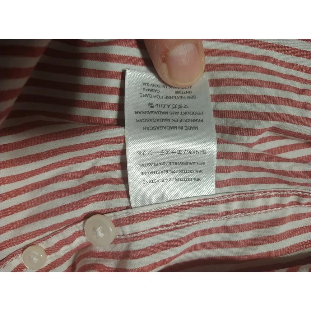 J. Crew Shirt Men M Red Stripe Stretch Slim Preppy‎ Button Up Long Sleeve Office